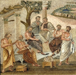 Платон и его ученики в Академии. Мозаика из Помпей. Начало I в. до н.э. / Plato and His Disciples at the Academy. Mosaic from Pompeii, beginning of I century BC.